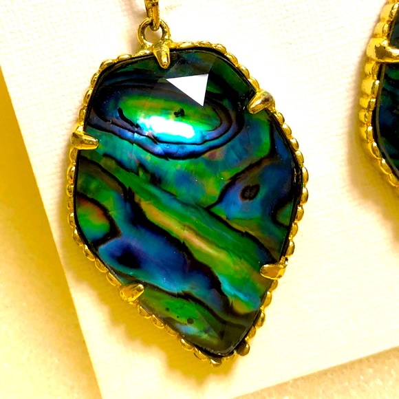 NWOT RARE & Retired Kendra Scott Corley Earrings Abalone Yellow Gold INCREDIBLE! - Picture 4 of 11